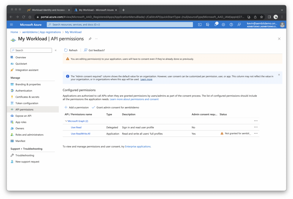 Microsoft Azure add permission screenshot