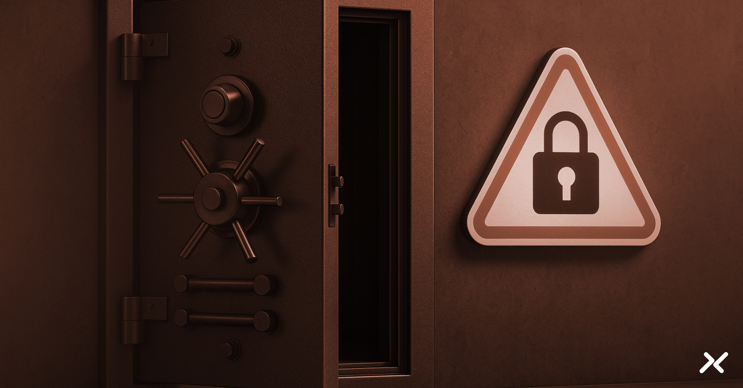 Vault with a warning sign superimposed.
