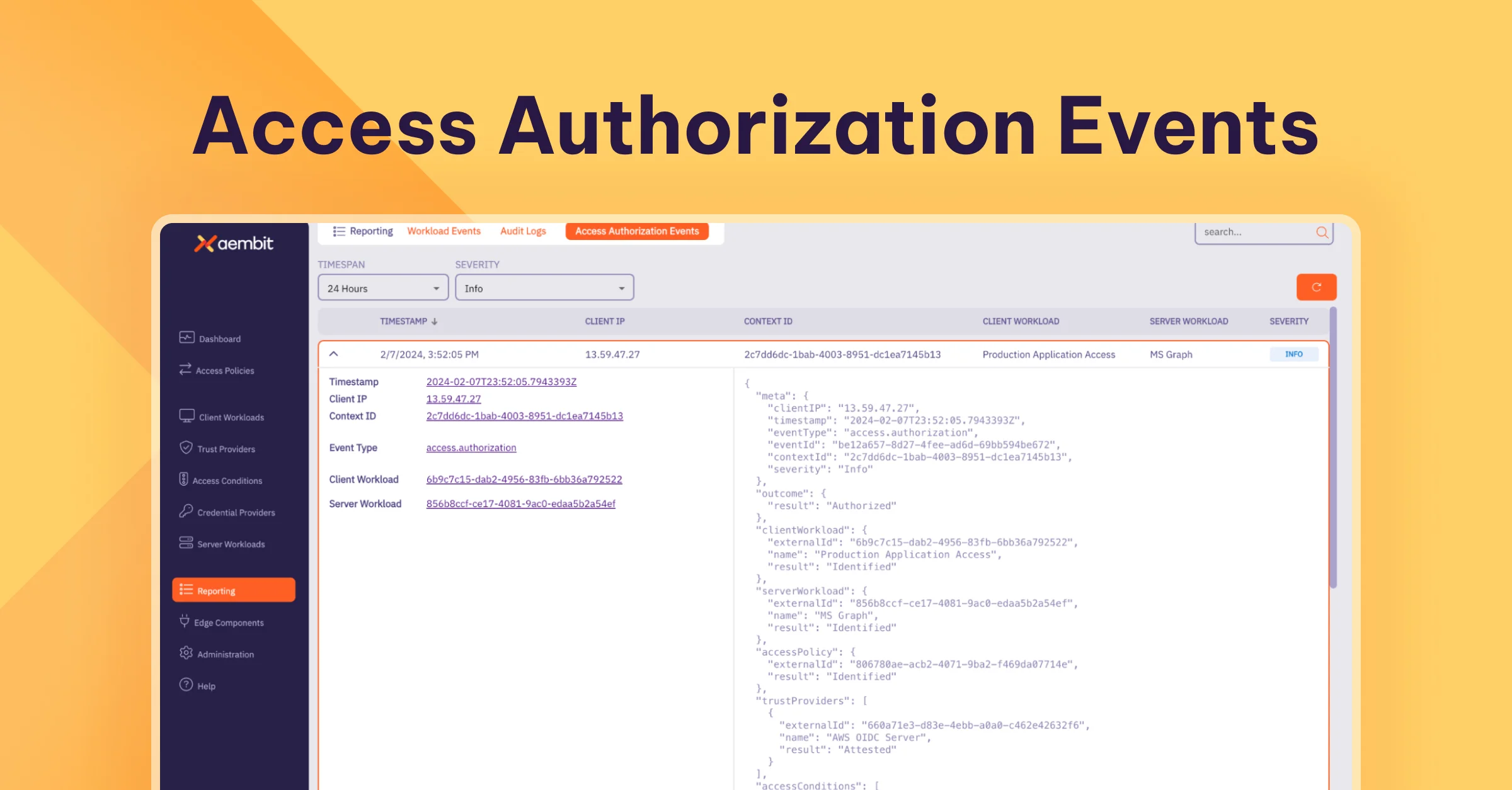 Access autorization events' screen