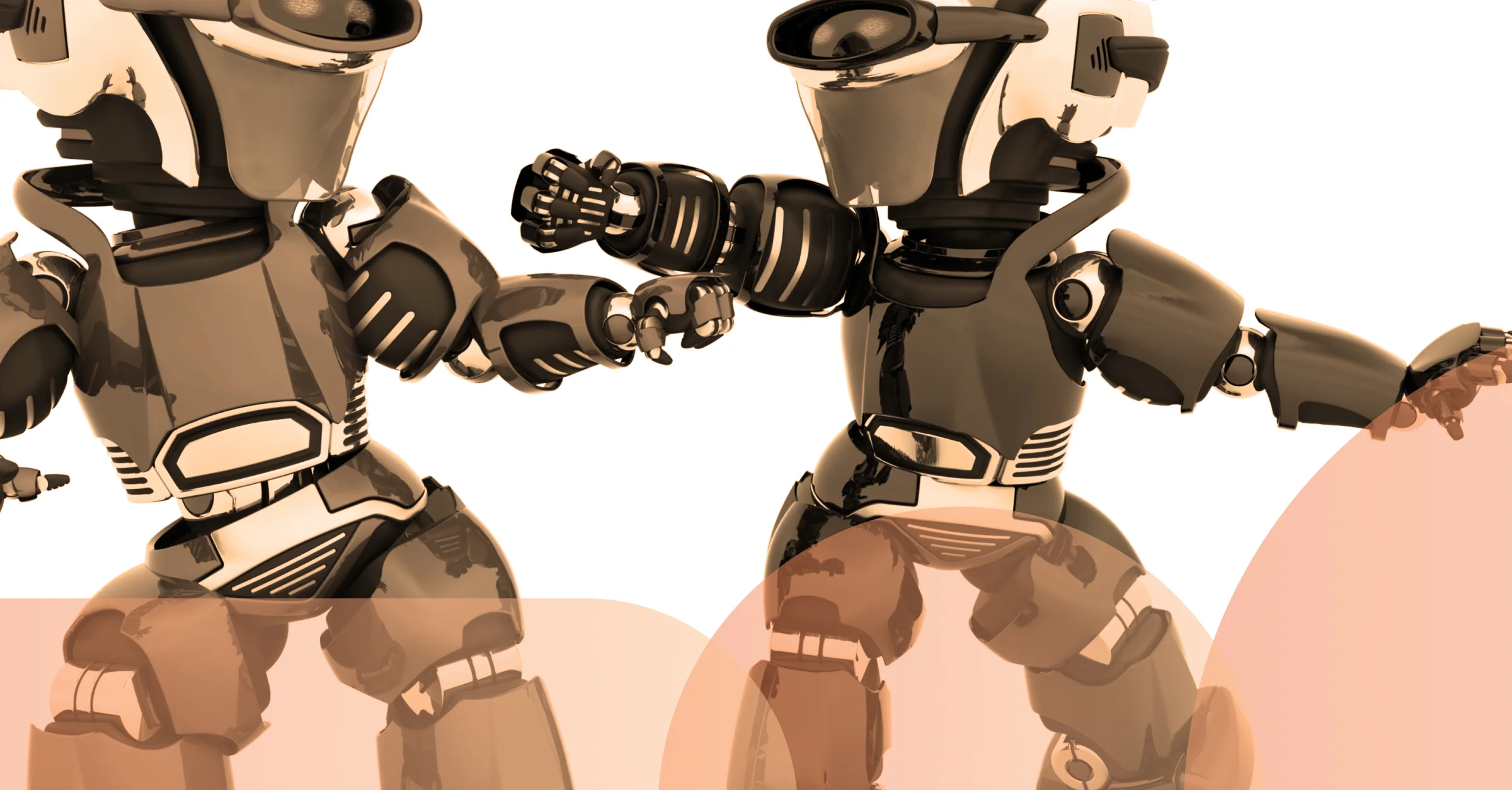 Image of two robots jousting.