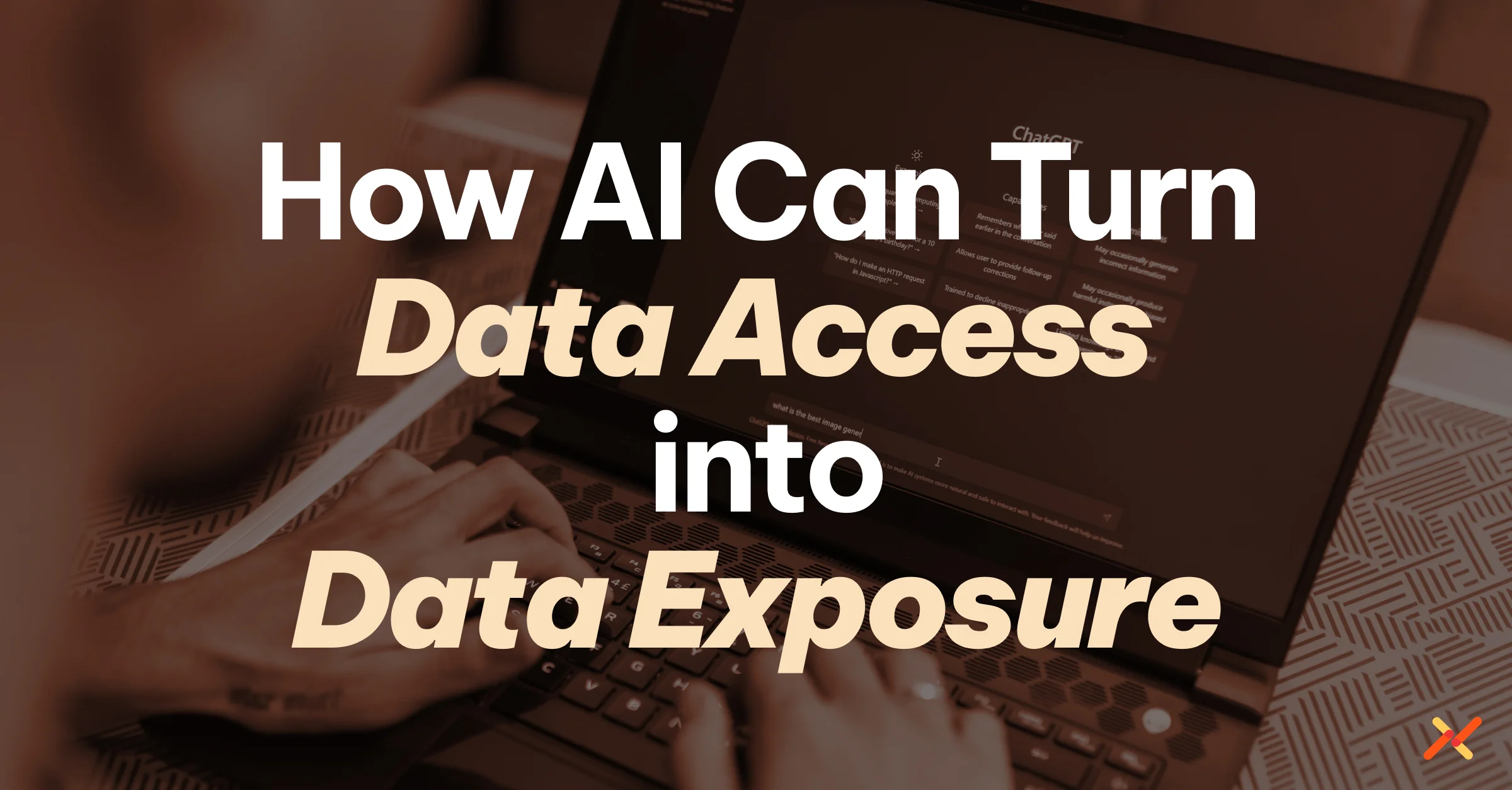 AI chat interface connected to enterprise data systems, illustrating how sensitive information can be exposed through prompts, agents, and model access.